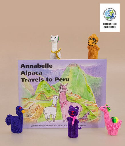 Annabelle Alpaca Travels To Peru Book + 5 Finger Puppets