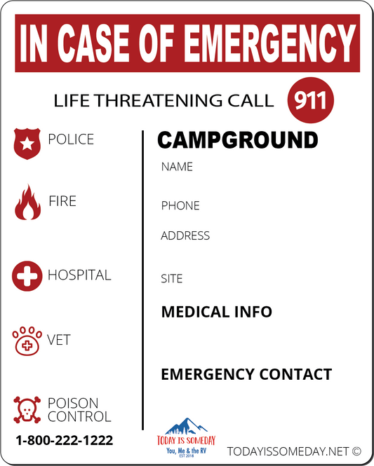 RV EMERGENCY CONTACT MAGNET