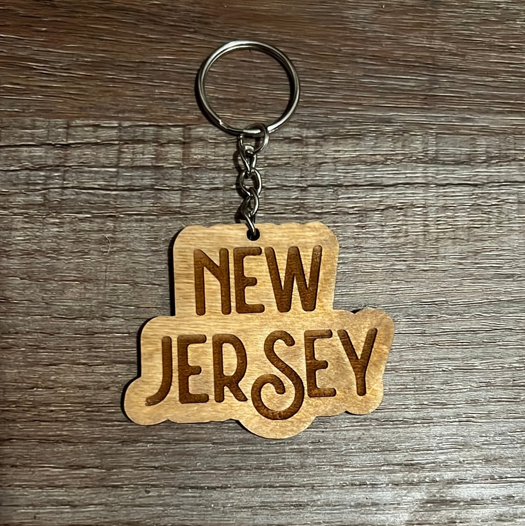 50 States Wooden Keychain