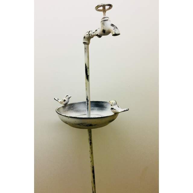 46x11 White Spigot Bird Bath on Pole