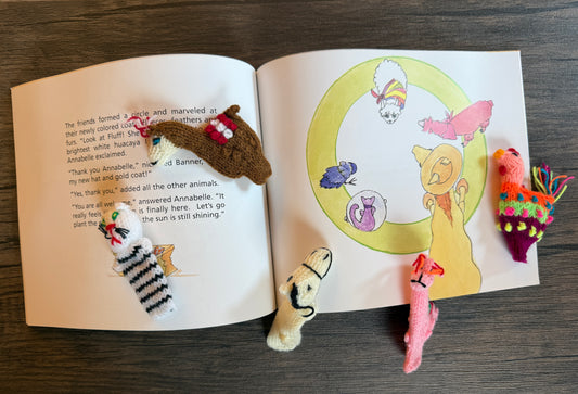 Annabelle Alpaca Plants a Garden  Book + 5 Finger Puppets