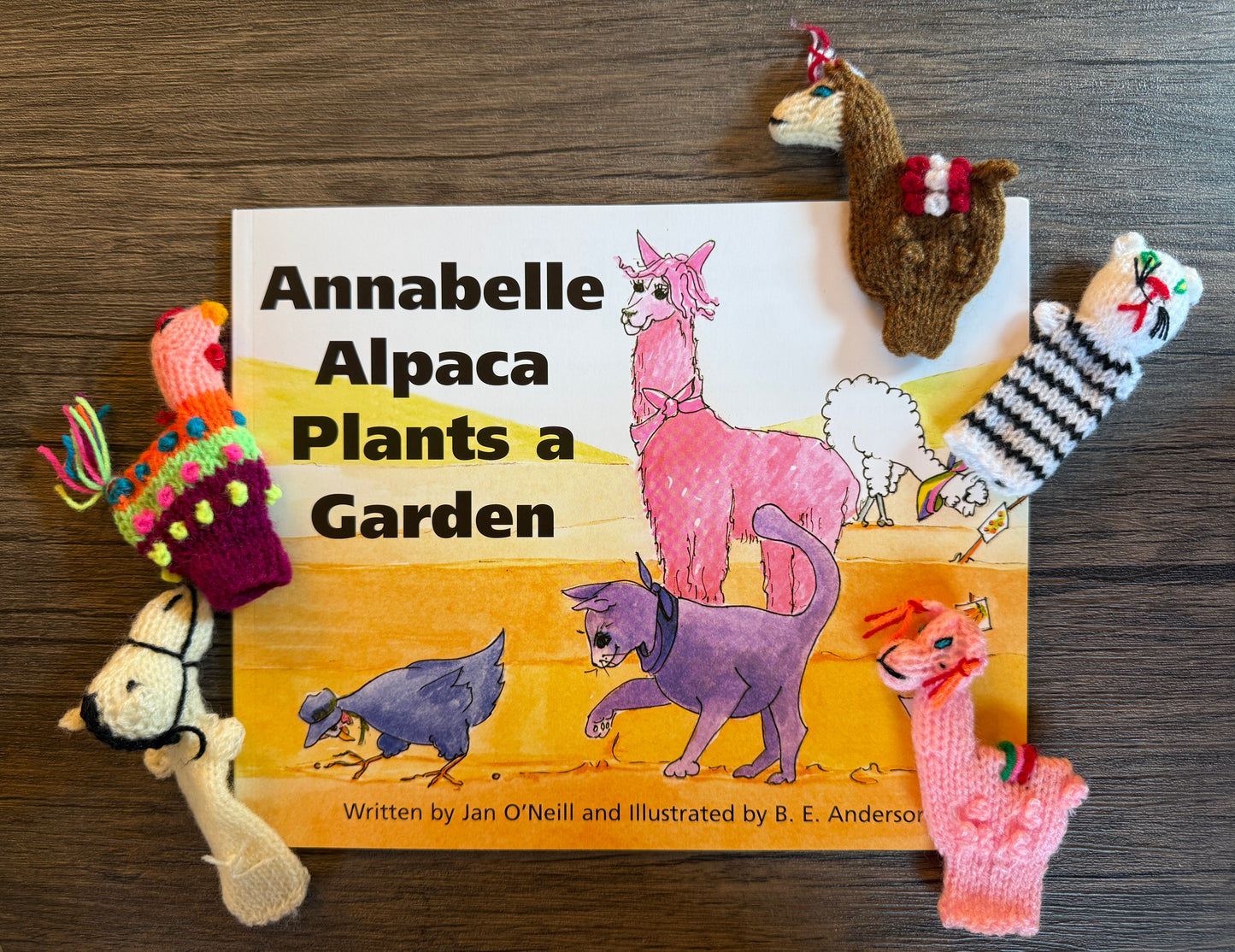 Annabelle Alpaca Plants a Garden  Book + 5 Finger Puppets