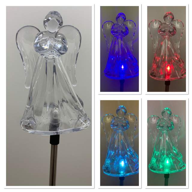 Pair of Solar Acrylic Angel Stake