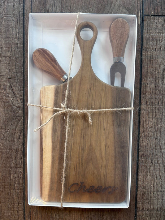 Small Cheese Board w/ Serving Knife and Fork