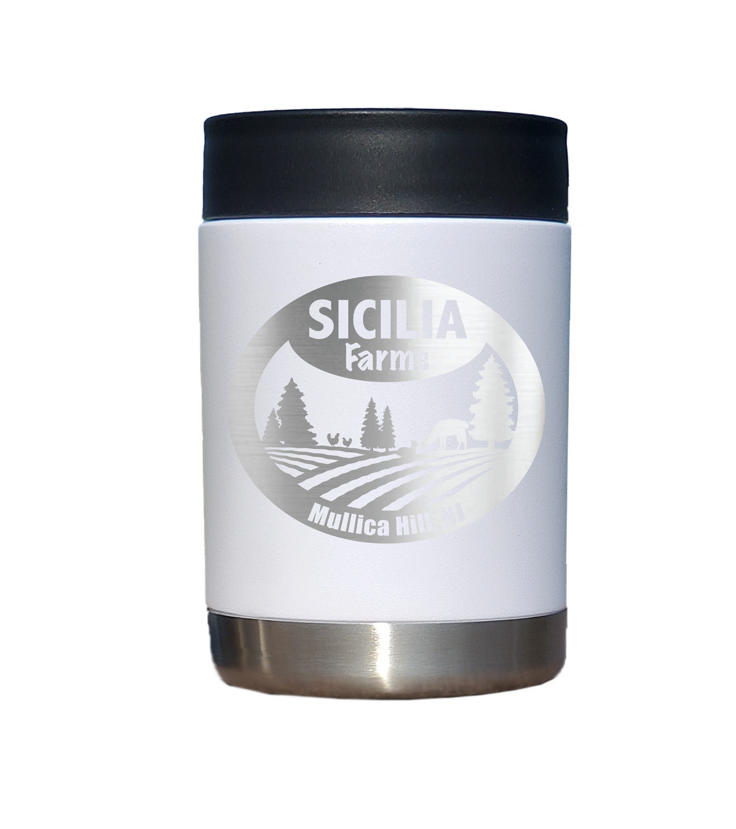 Sicilia Farms - Laser Engraved Beverage Can Cooler. vacuum insulated bottle